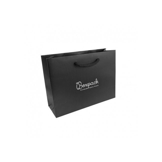 Bolsa de papel mate negra para joyería bisutería y relojería 200X150X70 mm B-MA-B-N