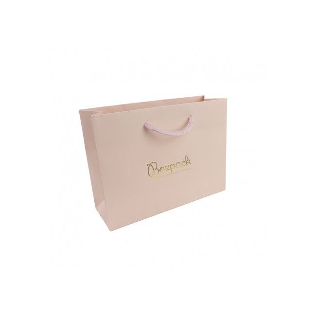 Bolsa de papel mate rosa cuarzo para joyería bisutería y relojería 200X150X70 mm B-MA-B-RC