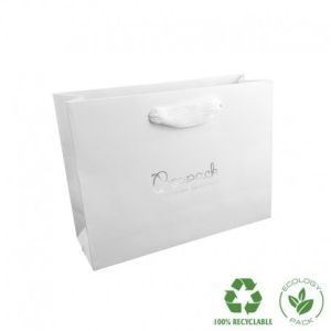 Bolsa de papel ecológica blanca mate  para joyería bisutería y relojería 200X150X70 mm E-B-MA-B