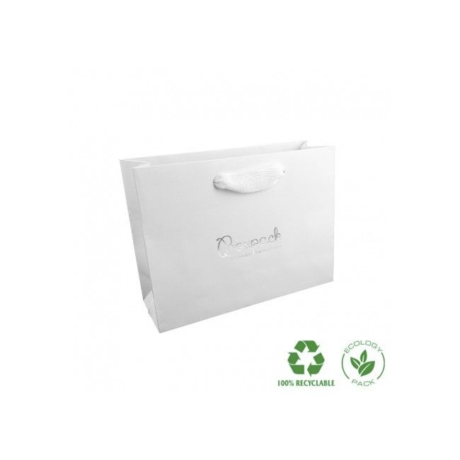 Bolsa de papel ecológica blanca mate  para joyería bisutería y relojería 200X150X70 mm E-B-MA-B