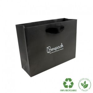 Bolsa de papel ecológica negra mate para joyería bisutería y relojería 200X150X70 mm E-B-MA-N