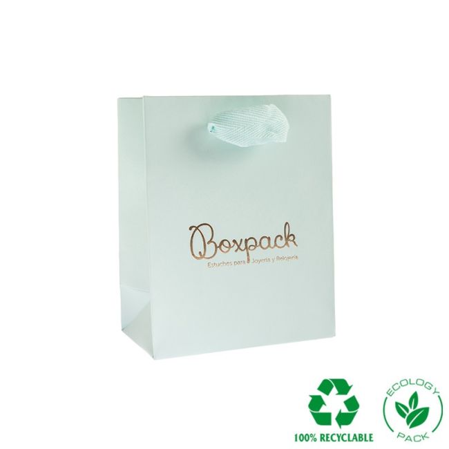 Bolsa de papel mate aguamarina para joyería bisutería y relojería 120x150x65 mm E-B-M-AQ